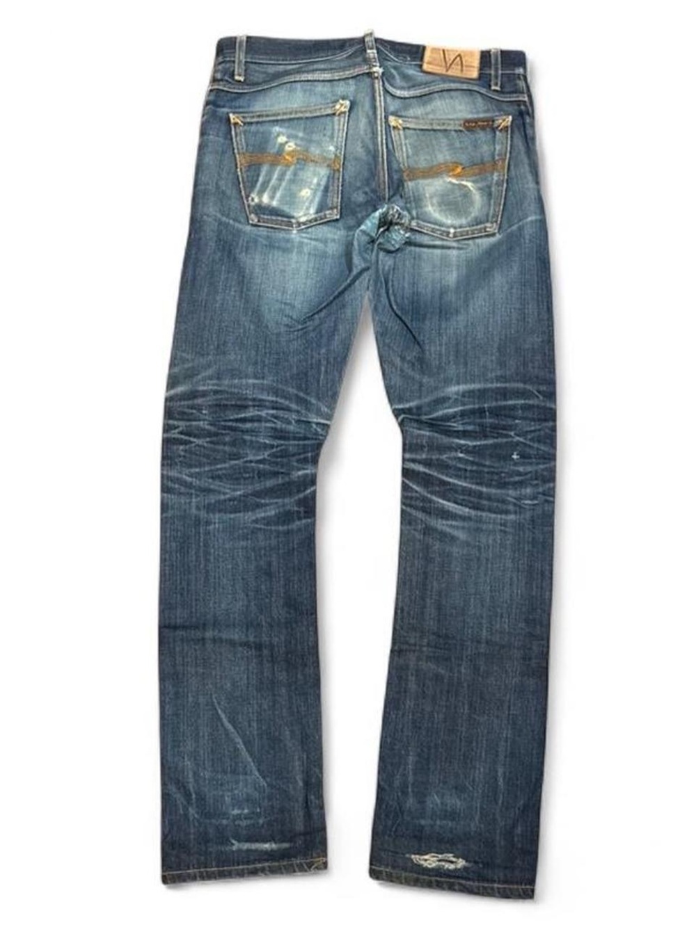 Nudie Jeans Selvedge Faded Patched Slim Fit Jeans Made in Italy